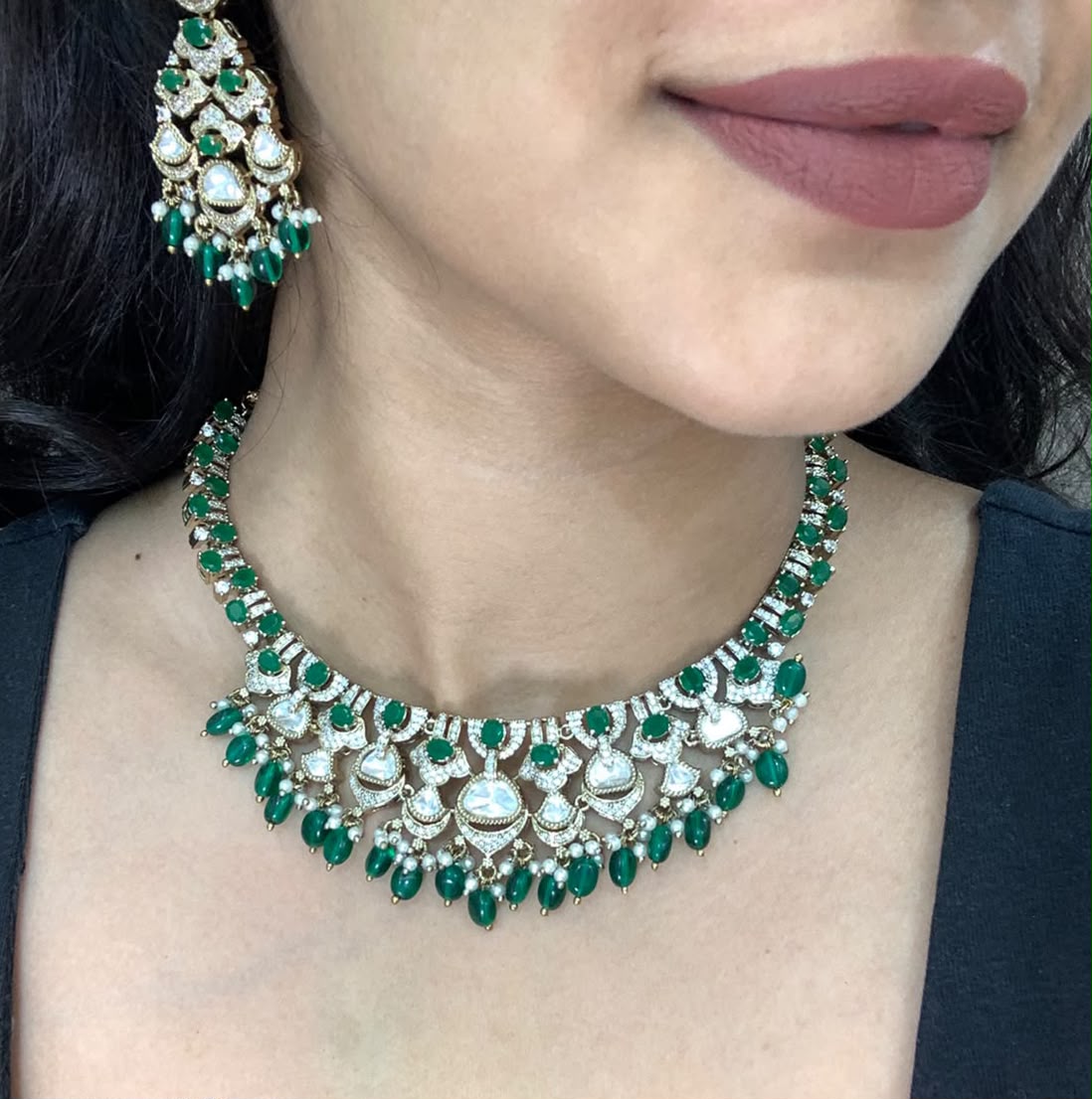 Emerald Green Royal Necklace Set