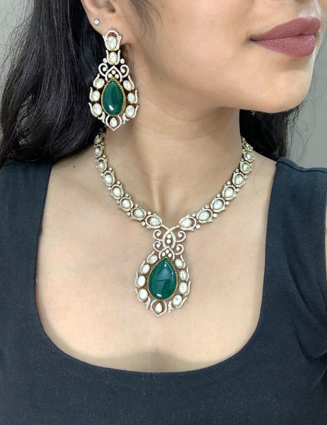 Ruby Statement Pendant Necklace Set