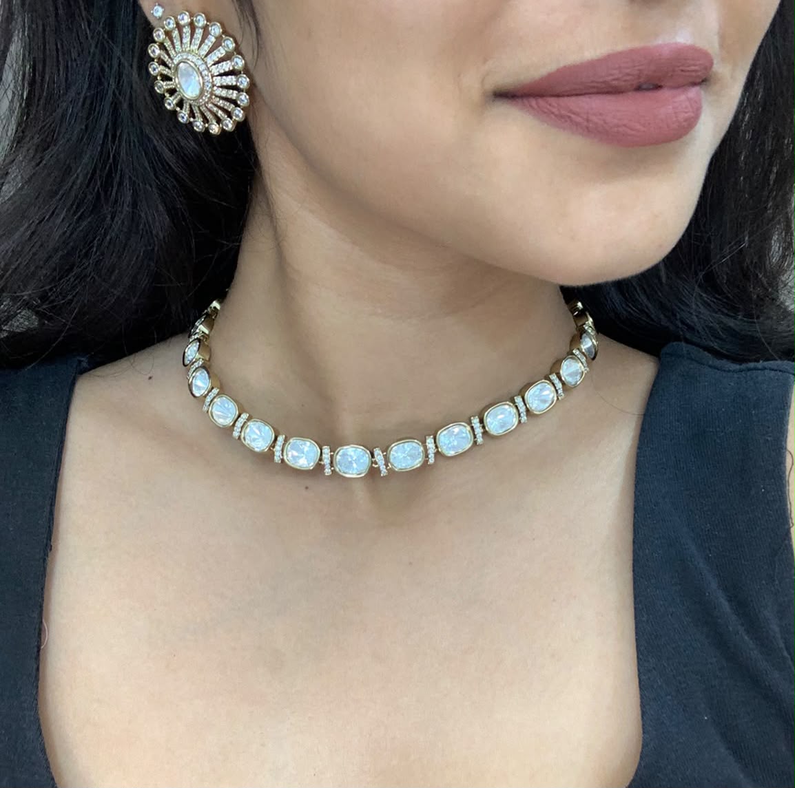 Elegant White Stone Choker Set