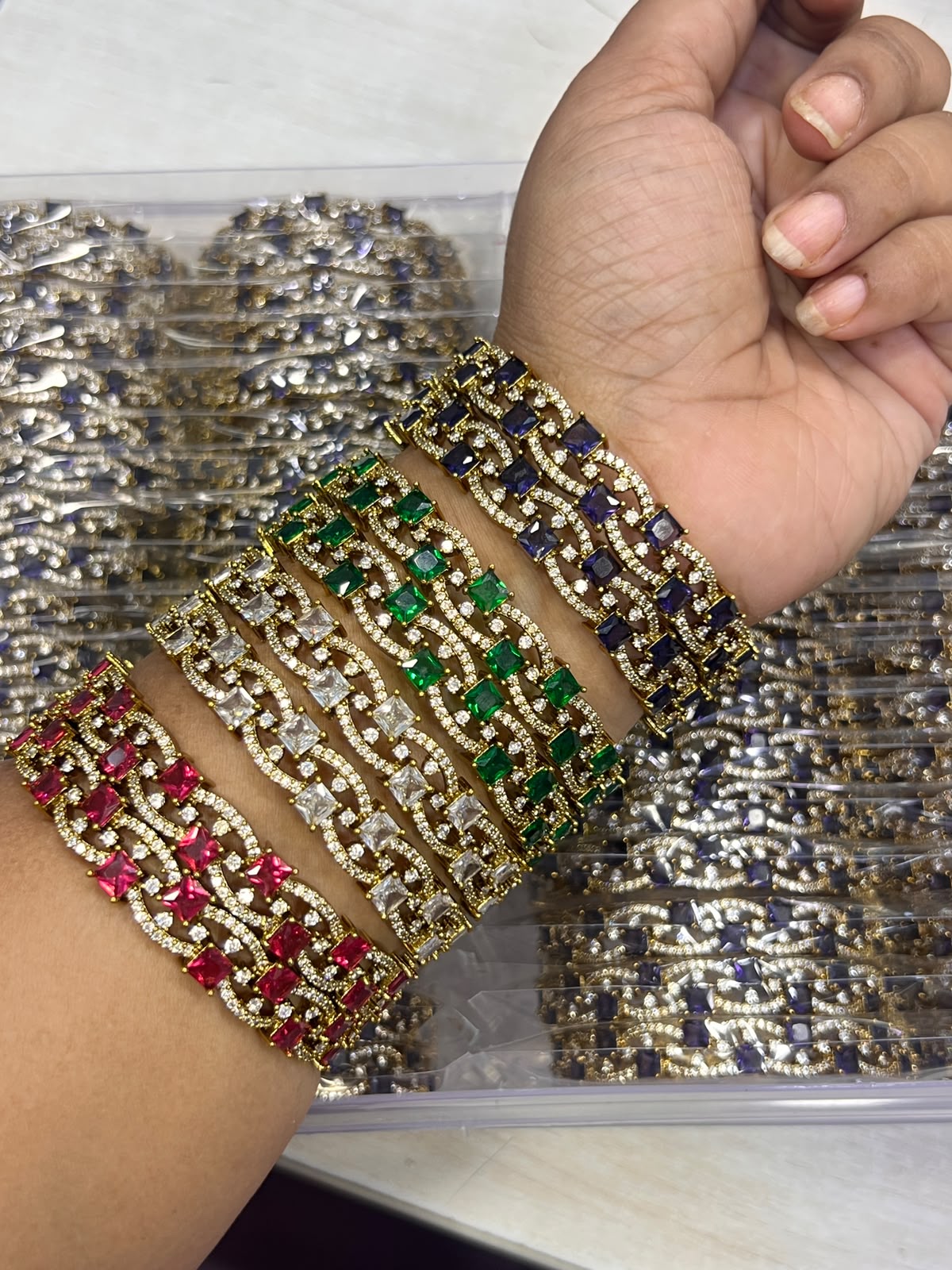 Royal Multi-Color CZ Statement Bangles